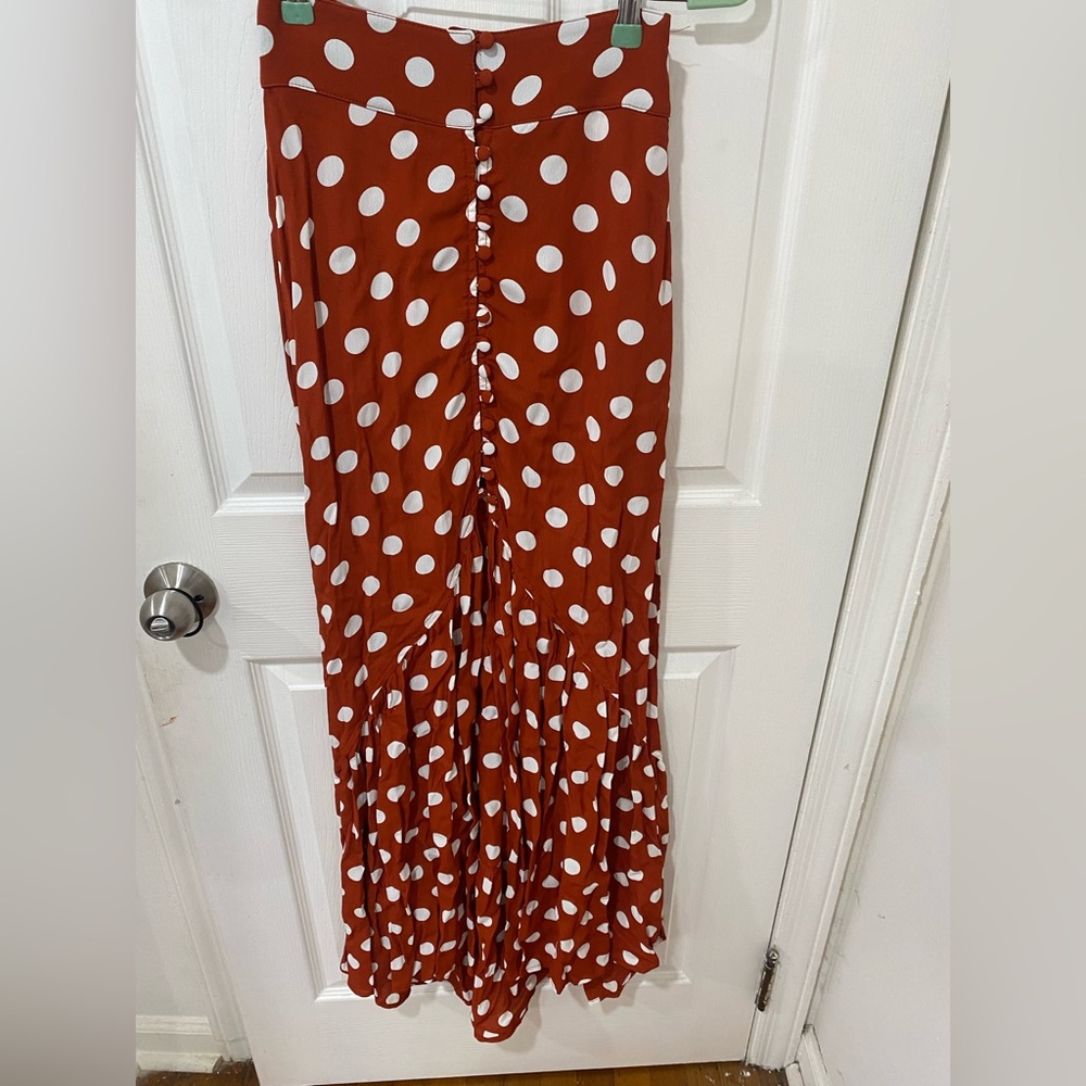 Flynn Skye Maxi Skirt - Rust and White Polka Dots